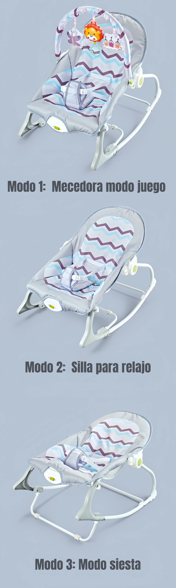 SILLA LUBABYCAS NIDO MECEDORA CON VIBRACIÓN Y MELODÍA AZUL - 3