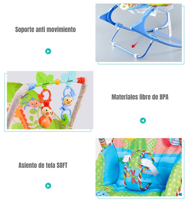 SILLA LUBABYCAS NIDO MECEDORA CON VIBRACIÓN Y MELODÍA AZUL - 6