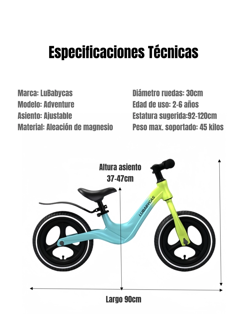 BICICLETA LUBABYCAS EQUILIBRIO ÚLTRA RESISTENTE VERDE - 8