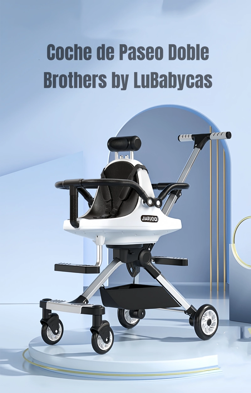 COCHE PASEO LUBABYCAS DOBLE CON SOMBRILLA BY ROSADO - 2