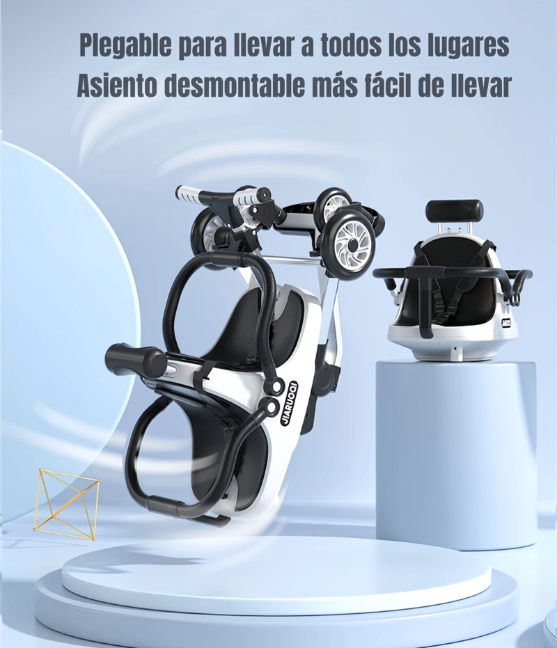 COCHE PASEO LUBABYCAS DOBLE CON SOMBRILLA BY ROSADO - 4