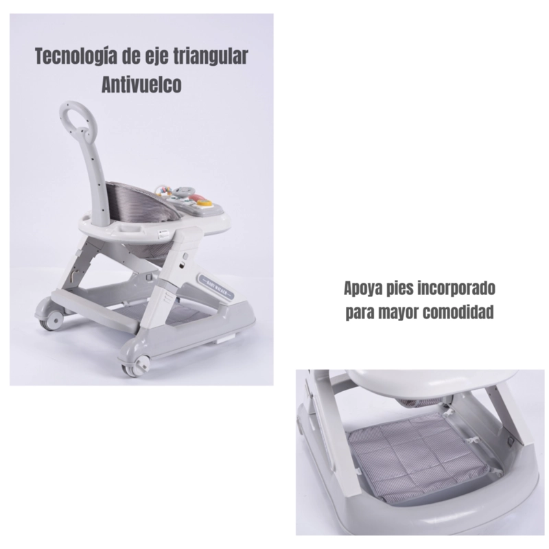 ANDADOR CAMINADOR LUBABYCAS 5 EN 1 CON APOYA PIES ROSADO - 6