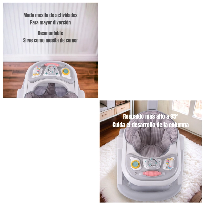 ANDADOR CAMINADOR LUBABYCAS 5 EN 1 CON APOYA PIES GRIS - 5