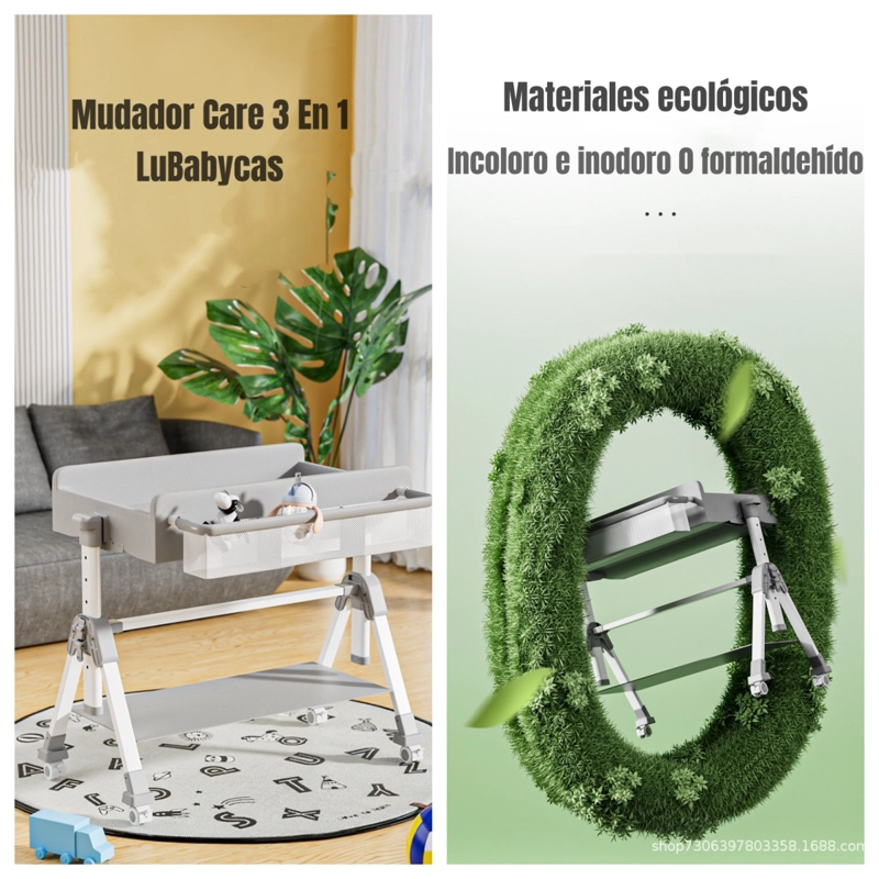 MUDADOR DE PAÑALES PLEGABLE 3 EN 1 LUBABYCAS GRIS - 2