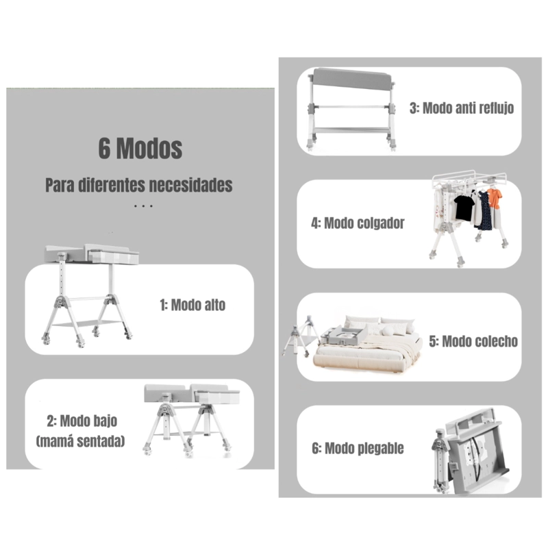 MUDADOR DE PAÑALES PLEGABLE 3 EN 1 LUBABYCAS GRIS - 3