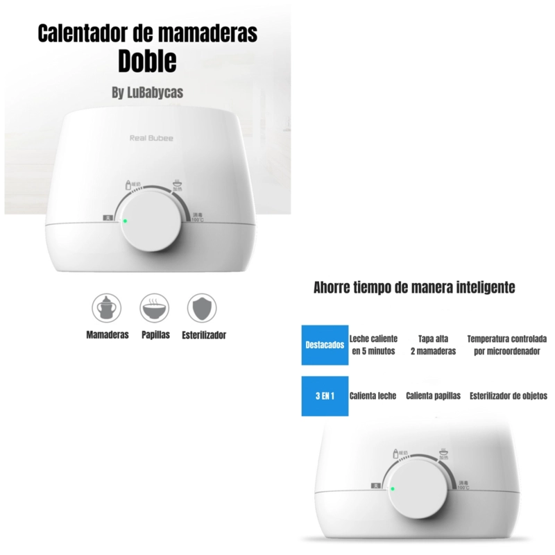 CALENTADOR DE MAMADERAS DOBLE 3 EN 1 BY LUBABYCAS - 2