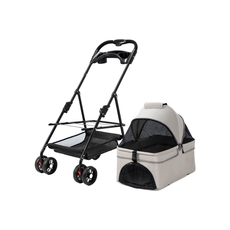 COCHE ACERO PERROS GATOS LUBABYCAS GRIS 2 EN 1 - 1