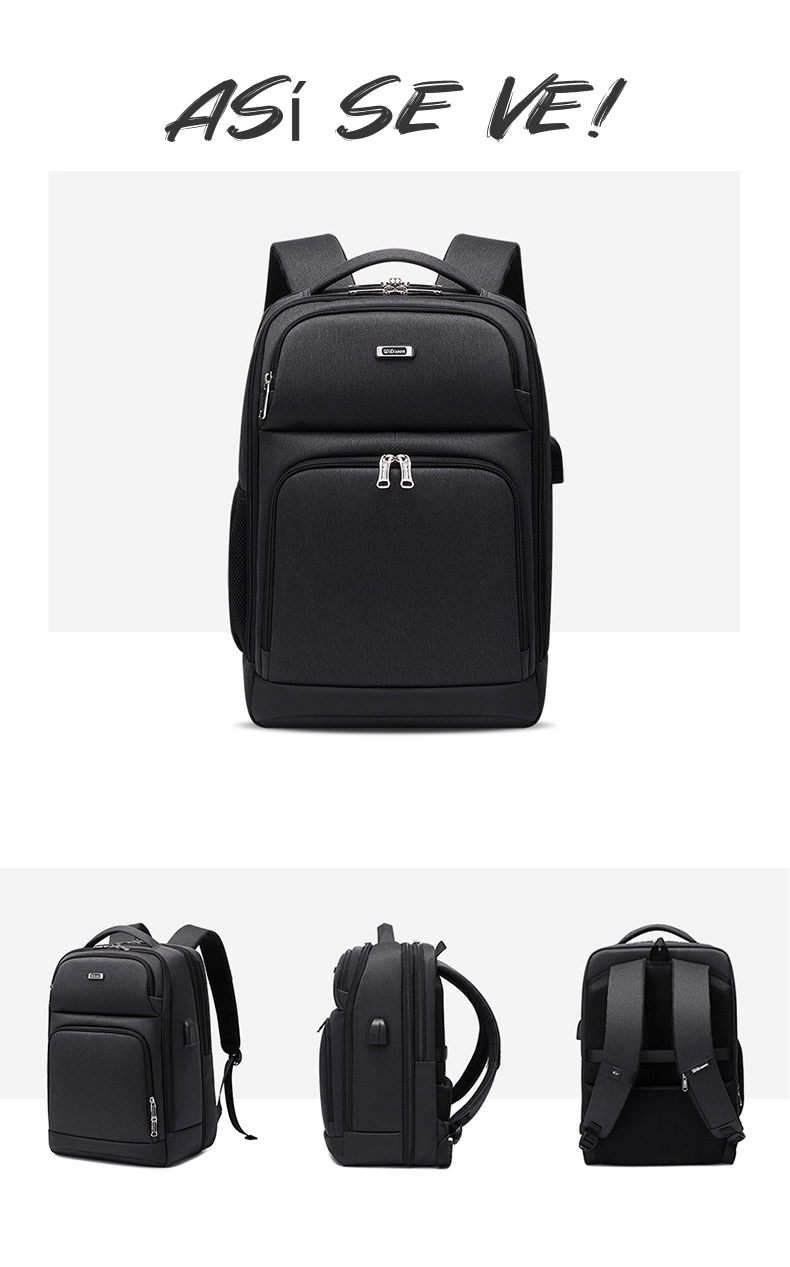 MOCHILA NOTEBOOK INTELIGENTE CON USB NEGRA BY LUBABYCAS - 2