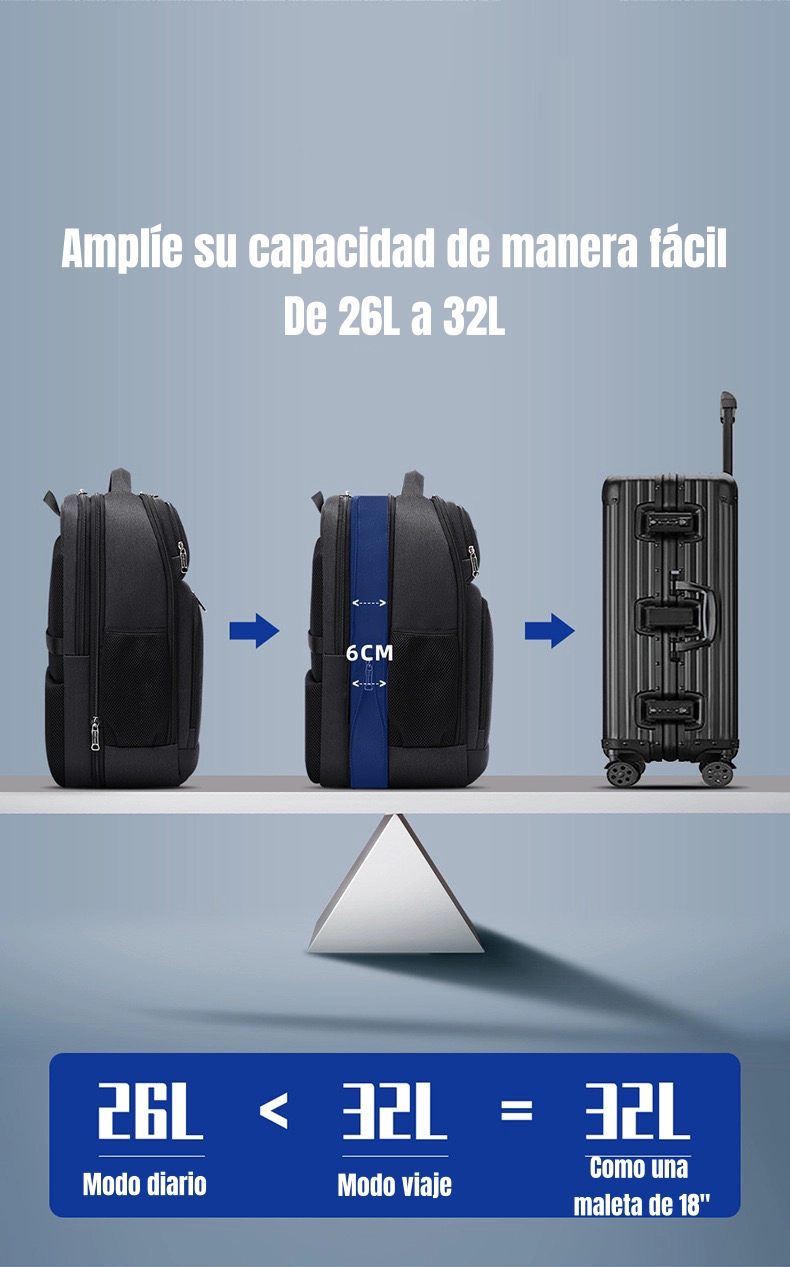 MOCHILA NOTEBOOK INTELIGENTE CON USB NEGRA BY LUBABYCAS - 3