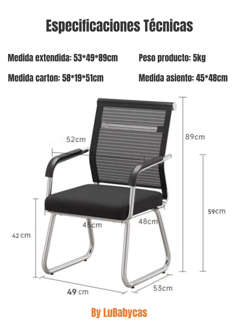 SILLA ESCRITORIO LUBABYCAS FLEX NEGRO OFICINA - 8
