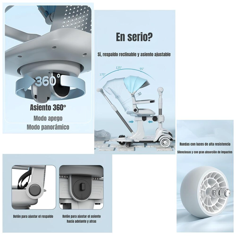 TRICICLO SCOOTER INFANTIL 2 EN 1 EXPEDICION ROSADO LUBABYCAS - 4