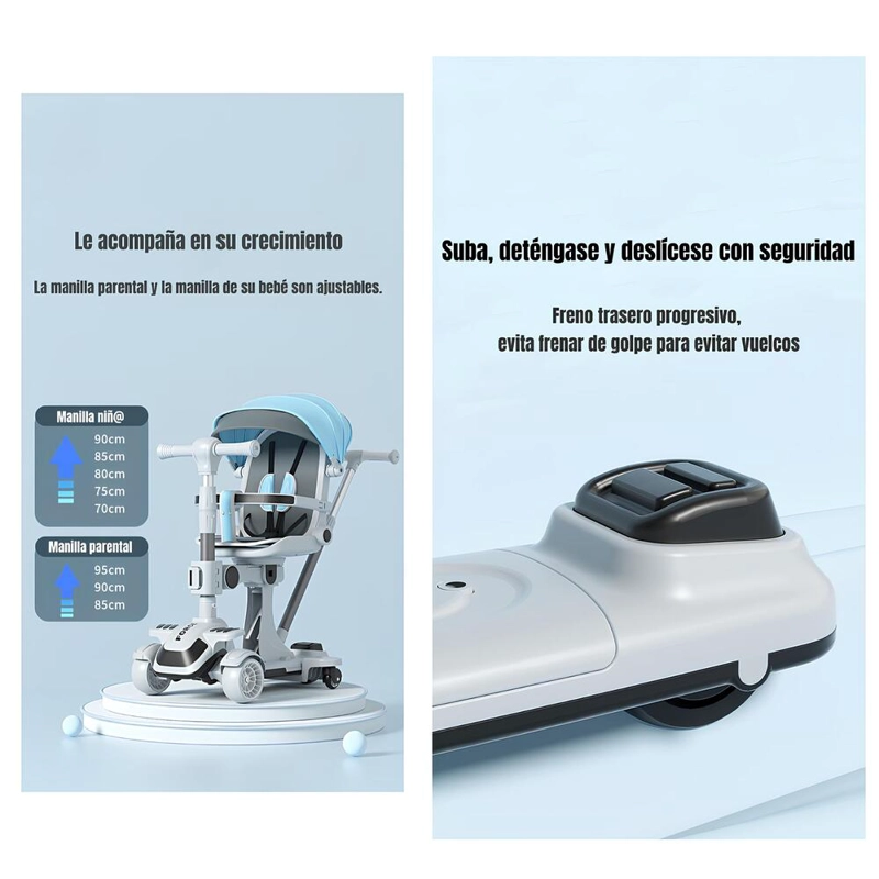 TRICICLO SCOOTER INFANTIL 2 EN 1 EXPEDICION ROSADO LUBABYCAS - 6