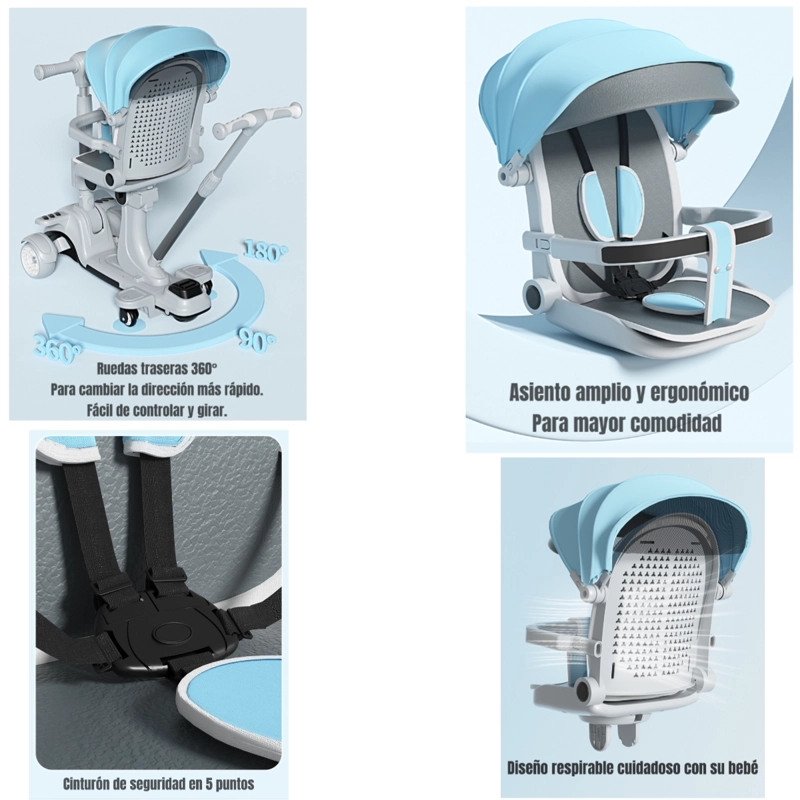 TRICICLO LUBABYCAS SCOOTER 2 EN 1 AZUL - 3