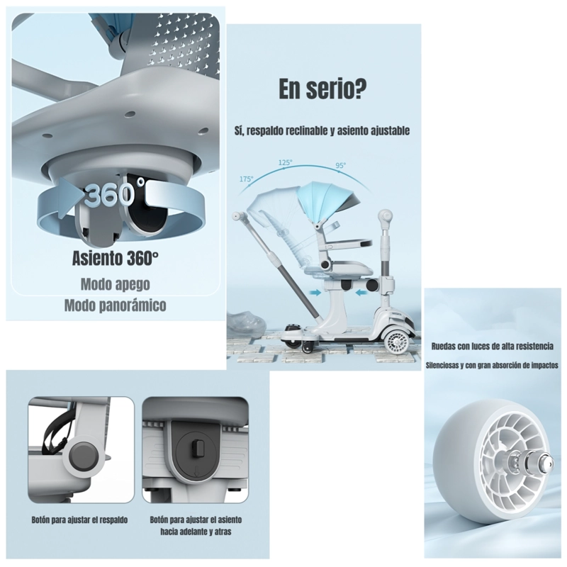 TRICICLO LUBABYCAS SCOOTER 2 EN 1 AZUL - 4