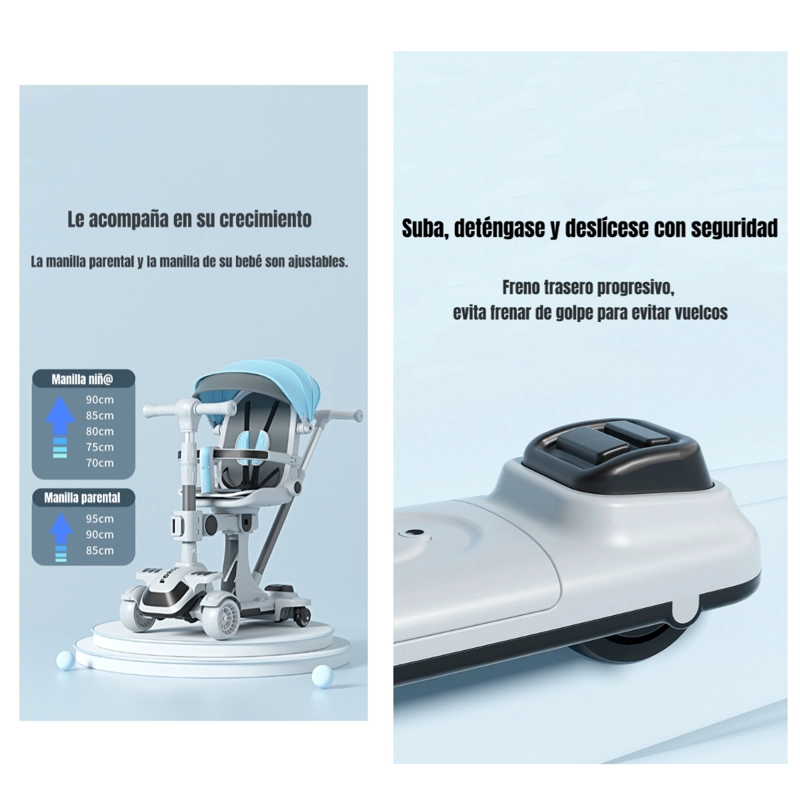 TRICICLO LUBABYCAS SCOOTER 2 EN 1 AZUL - 6