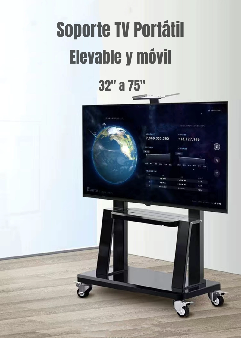 SOPORTE TV RACK PEDESTAL 32” 75” CON RUEDAS BY LUBABYCAS - 3