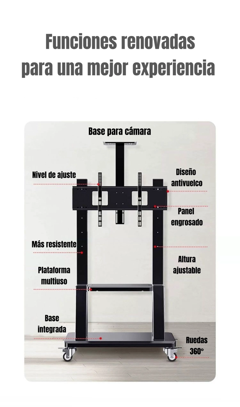 SOPORTE TV RACK PEDESTAL 32” 75” CON RUEDAS BY LUBABYCAS - 5