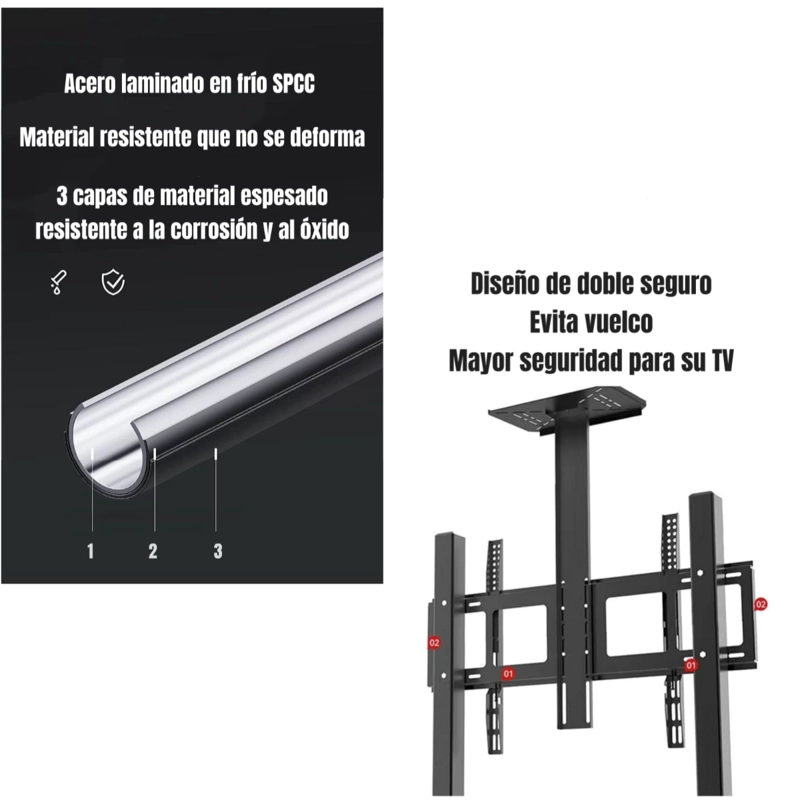 SOPORTE TV RACK PEDESTAL 32” 75” CON RUEDAS BY LUBABYCAS - 7
