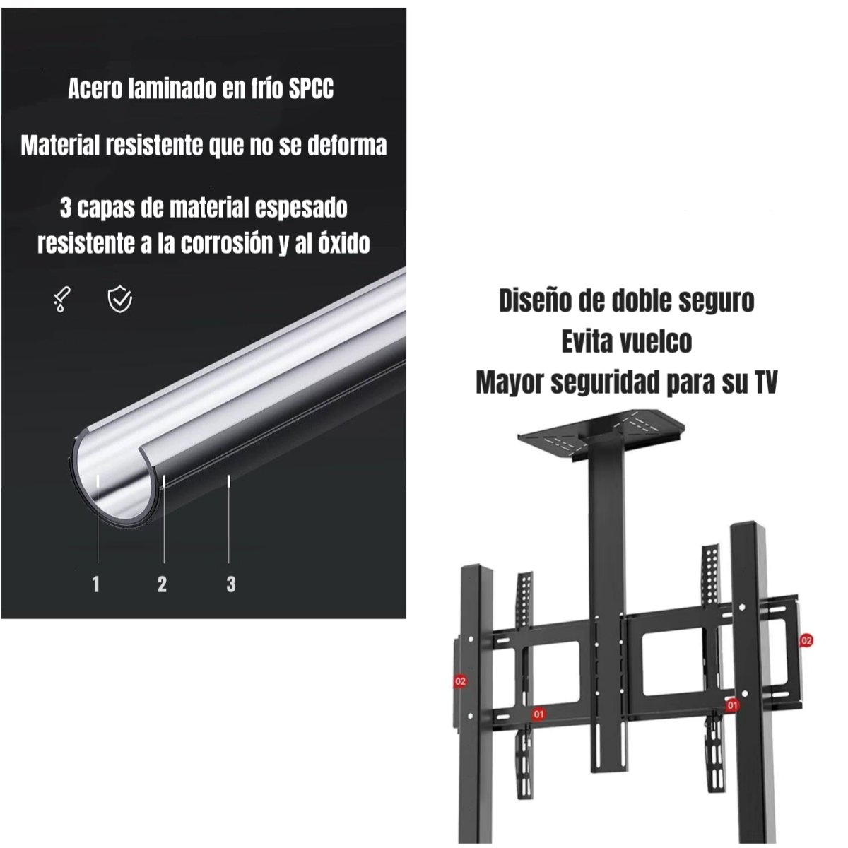 SOPORTE TV RACK PEDESTAL 32” 75” CON RUEDAS BY LUBABYCAS - 7