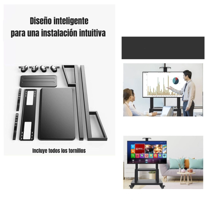 SOPORTE TV RACK PEDESTAL 32” 75” CON RUEDAS BY LUBABYCAS - 8