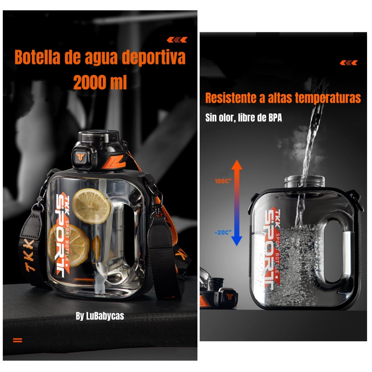 BOTELLA DE AGUA LUBABYCAS MULTIFUNCIONAL CON ACCESORIOS - 2