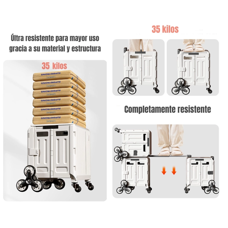 CARRITO LUBABYCAS COMPRAS PLEGABLE CON RUEDAS TREPADORAS 48 X 48 CM - 2