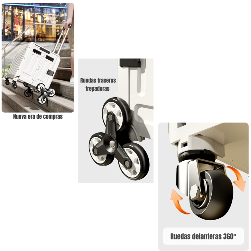 CARRITO LUBABYCAS COMPRAS PLEGABLE CON RUEDAS TREPADORAS 48 X 48 CM - 3
