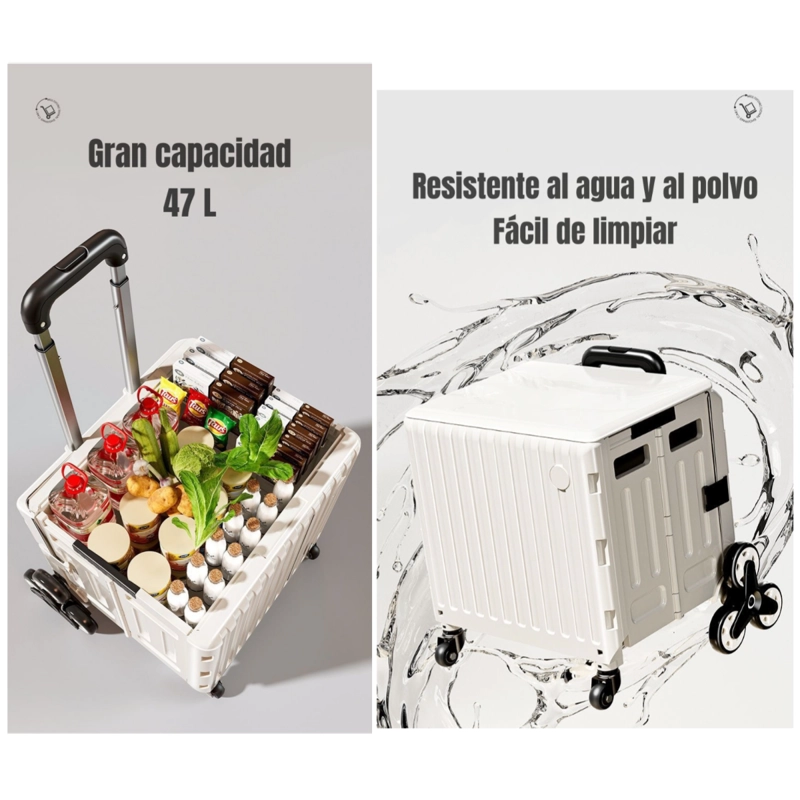 CARRITO LUBABYCAS COMPRAS PLEGABLE CON RUEDAS TREPADORAS 48 X 48 CM - 6
