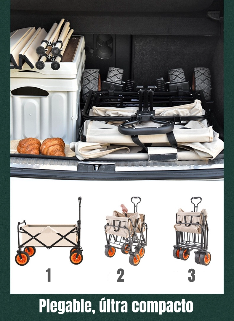 CARRITO LUBABYCAS PARA COMPRAS Y CAMPING CON FRENOS NEGRO 52 X 16 CM - 2