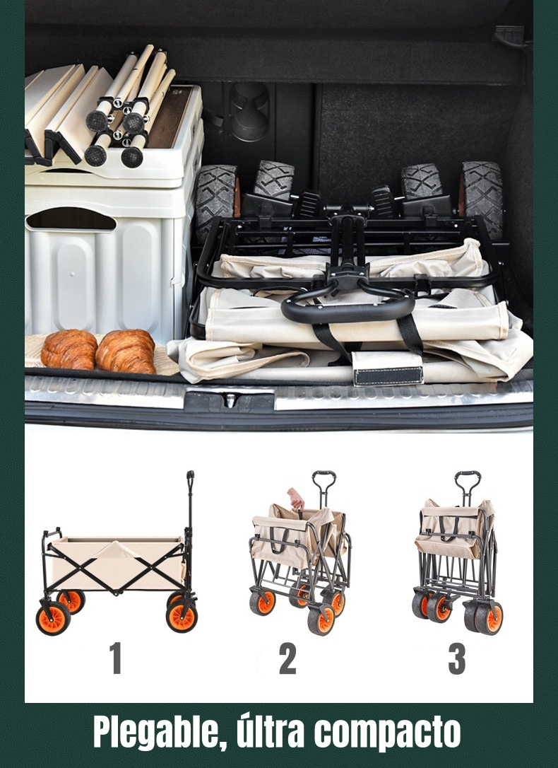 CARRITO LUBABYCAS PARA COMPRAS Y CAMPING CON FRENOS NEGRO 52 X 16 CM - 2