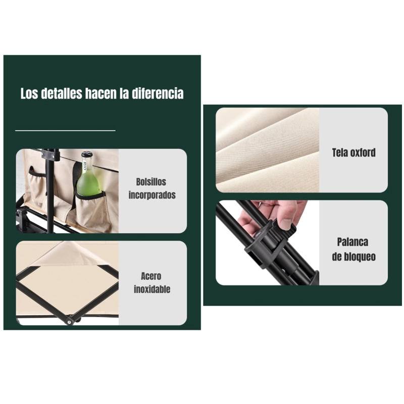 CARRITO LUBABYCAS PARA COMPRAS Y CAMPING CON FRENOS NEGRO 52 X 16 CM - 6