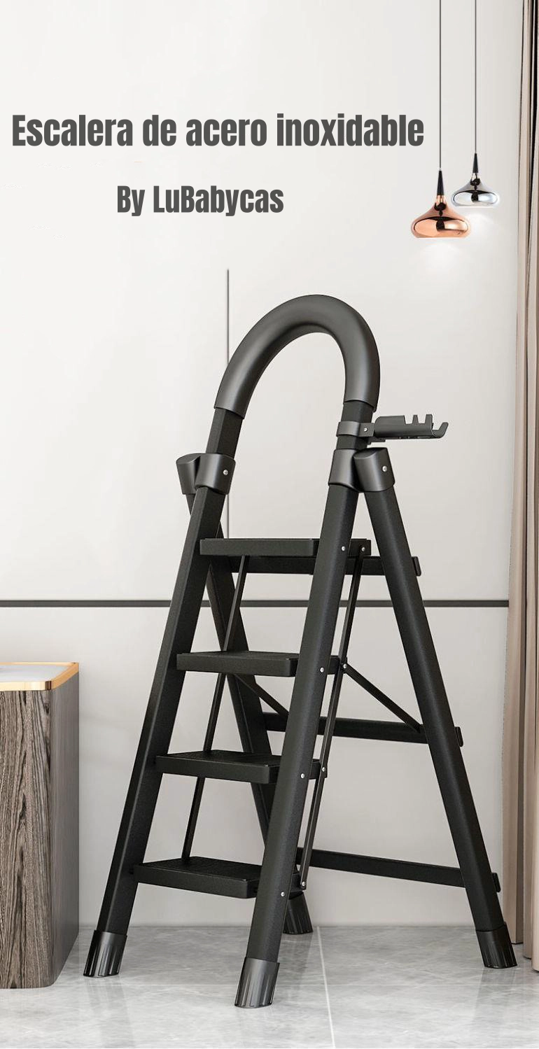 ESCALERA DE ACERO LUBABYCAS PLEGABLE CON 4 ESCALONES BY - 2