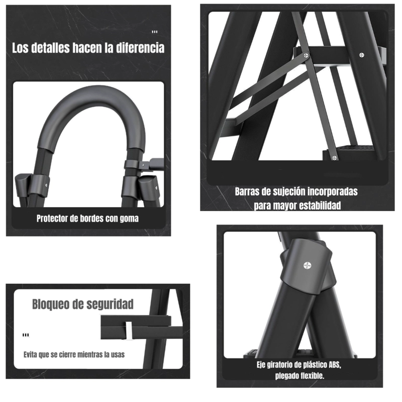 ESCALERA DE ACERO LUBABYCAS PLEGABLE CON 4 ESCALONES BY - 5