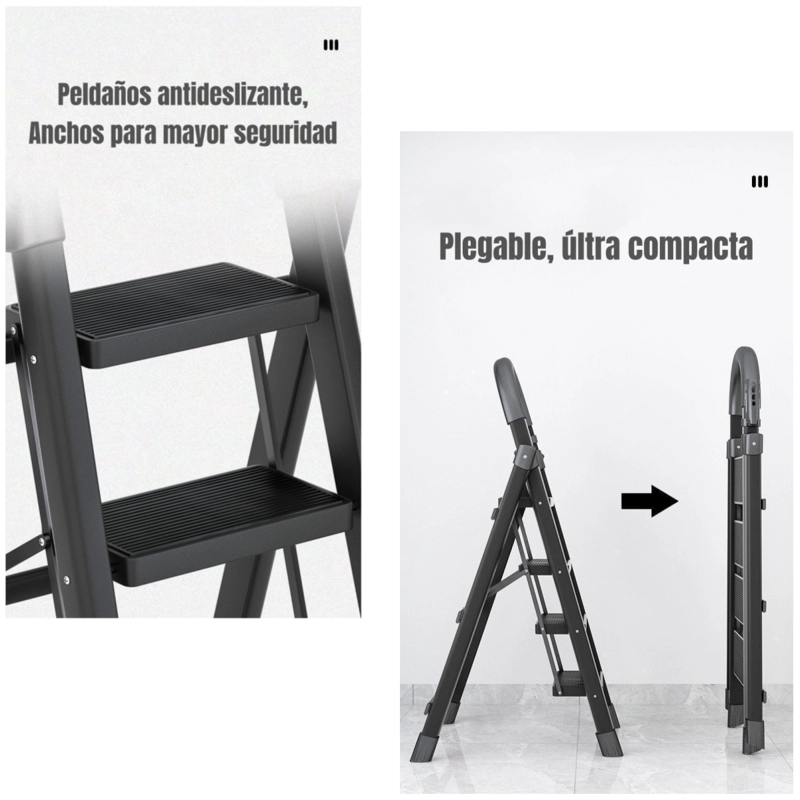 ESCALERA DE ACERO LUBABYCAS PLEGABLE CON 4 ESCALONES BY - 6