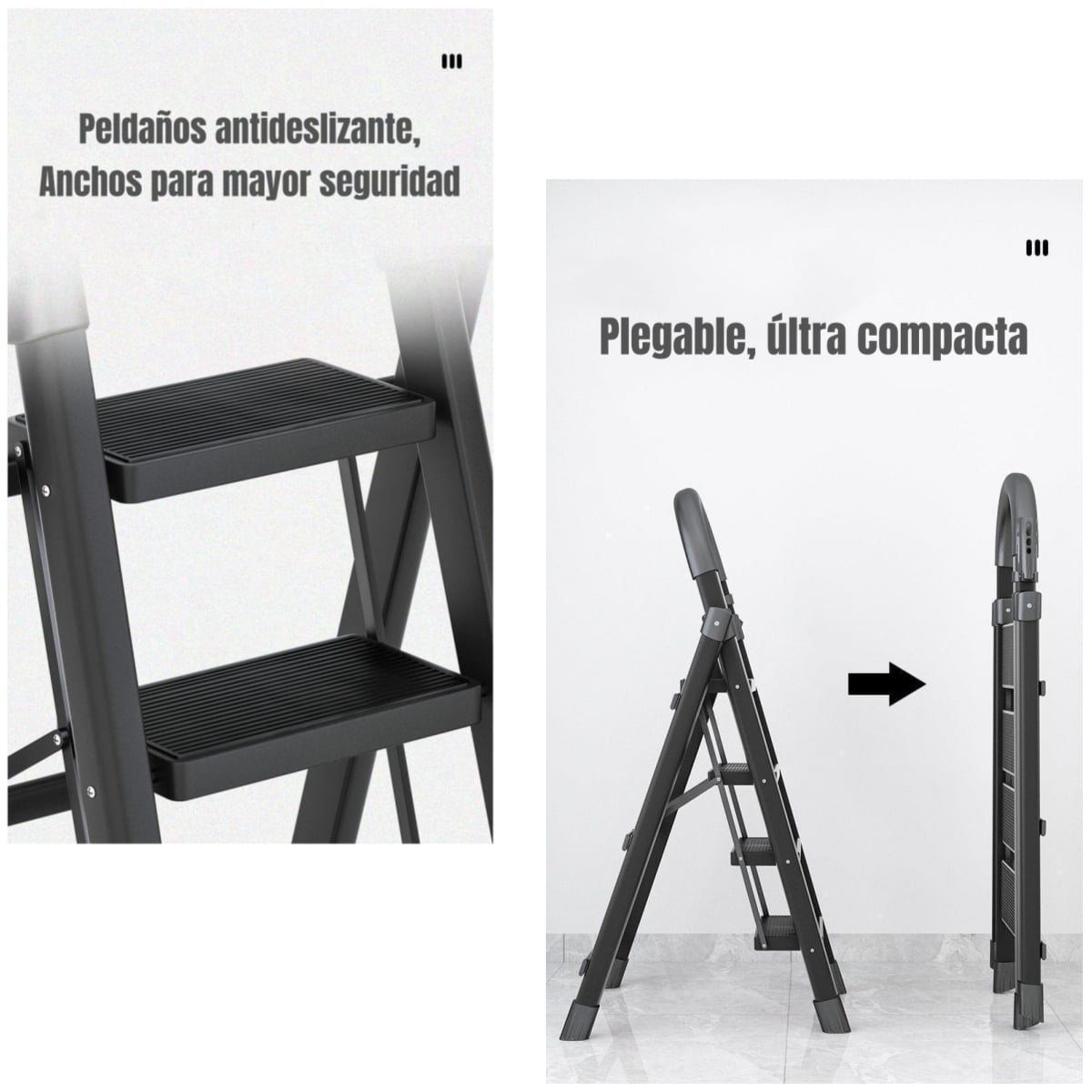 ESCALERA DE ACERO LUBABYCAS PLEGABLE CON 4 ESCALONES BY - 6