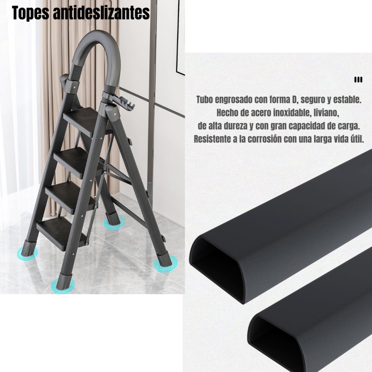 ESCALERA DE ACERO LUBABYCAS PLEGABLE CON 5 ESCALONES BY - 7