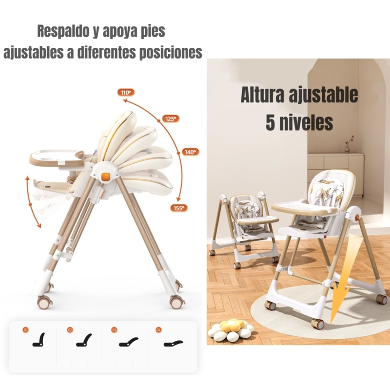 SILLA COMER LUBABYCAS COLUMPIO 2 EN 1 ROSADO - 3