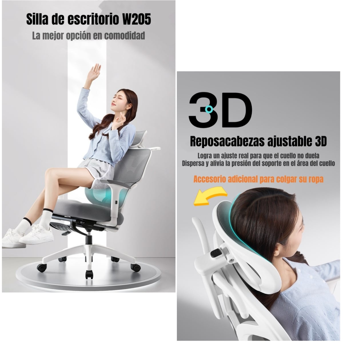 SILLA ESCRITORIO LUBABYCAS W205 NEGRO PREMIUM CON APOYA PIES - 2