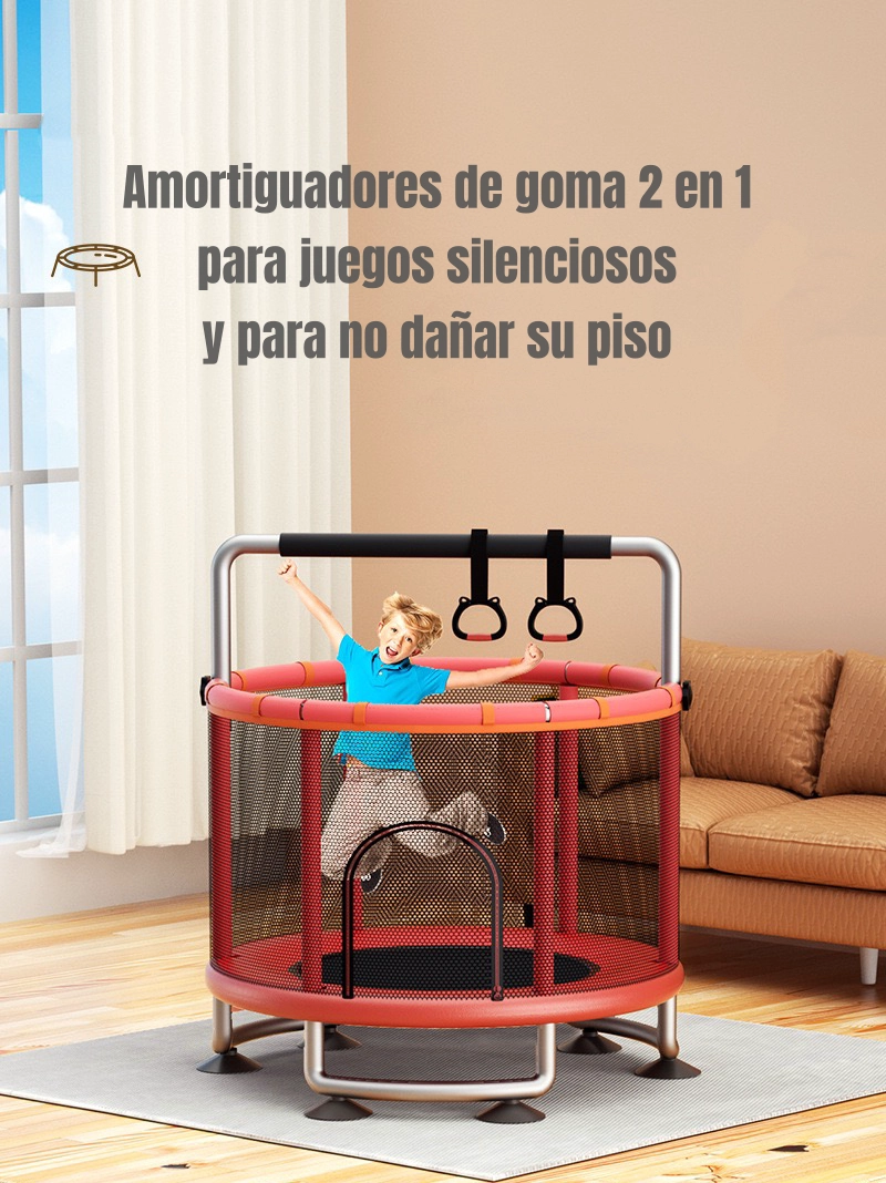 CAMA ELASTICA 150CM CON BARRA DE EJERCICIO ROJA BY LUBABYCAS - 7