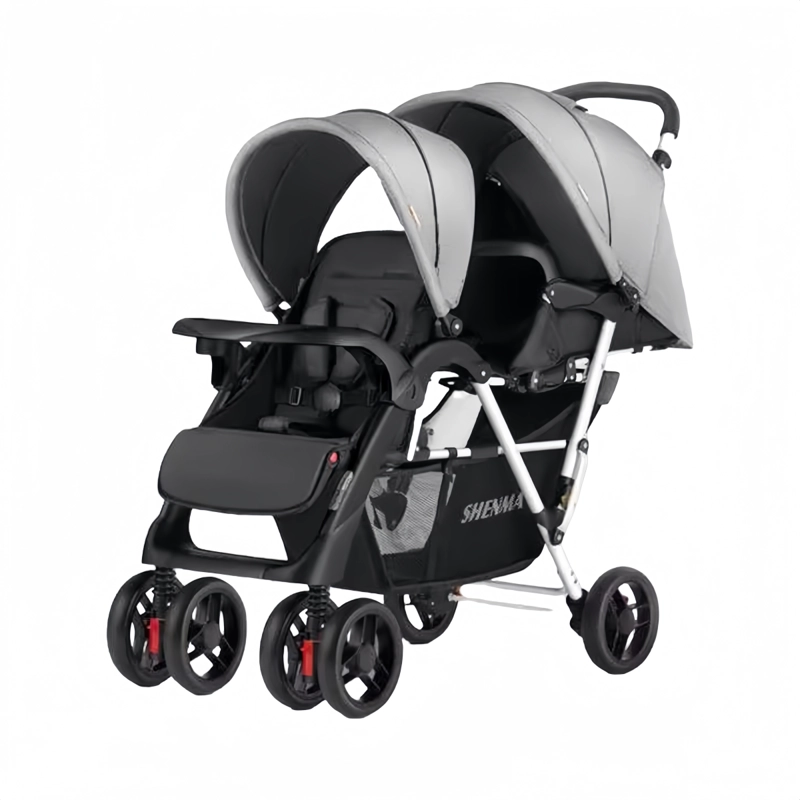 COCHE LUBABYCAS DOBLE DUO RECLINABLE PLEGABLE BY GRIS - 1