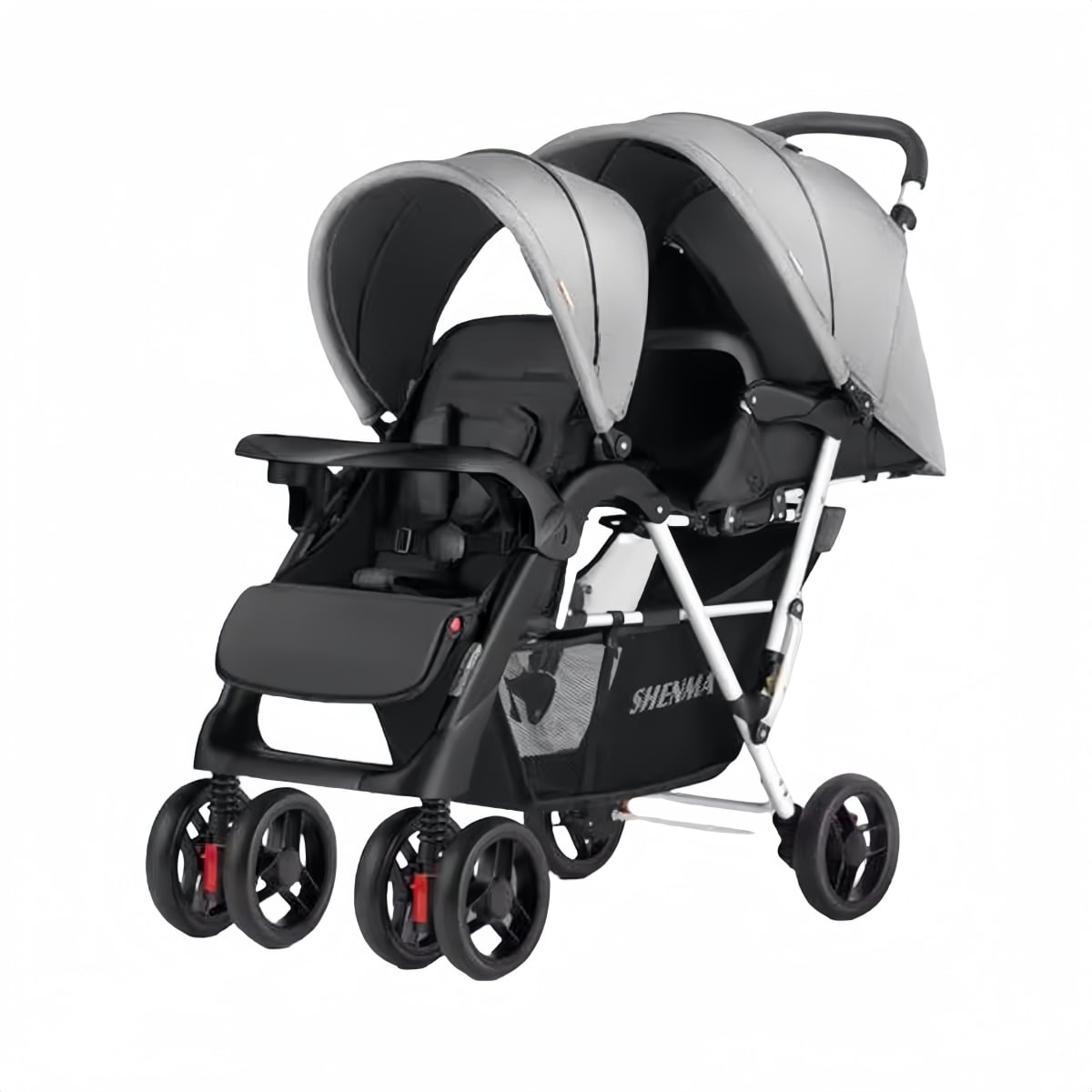 COCHE LUBABYCAS DOBLE DUO RECLINABLE PLEGABLE BY GRIS - 1
