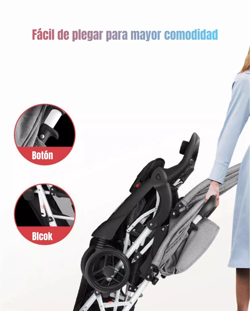 COCHE LUBABYCAS DOBLE DUO RECLINABLE PLEGABLE BY GRIS - 4