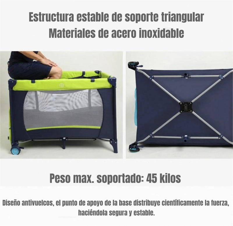 CUNA CORRAL LUBABYCAS MAGIC ACERO ROSADA CON MUDADOR MOSQUITERO COLCHÓN - 8