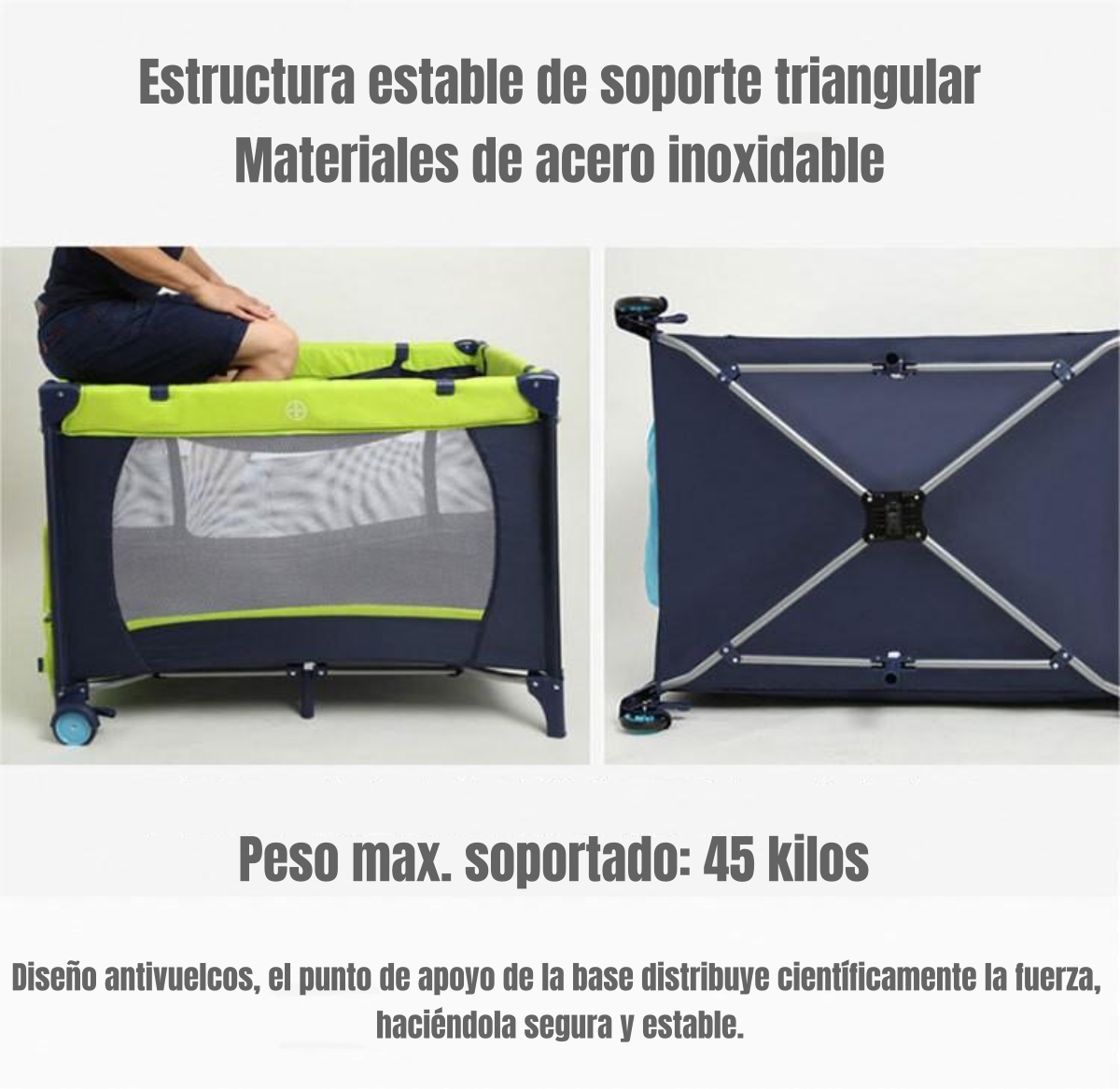 CUNA CORRAL LUBABYCAS MAGIC ACERO ROSADA CON MUDADOR MOSQUITERO COLCHÓN - 8