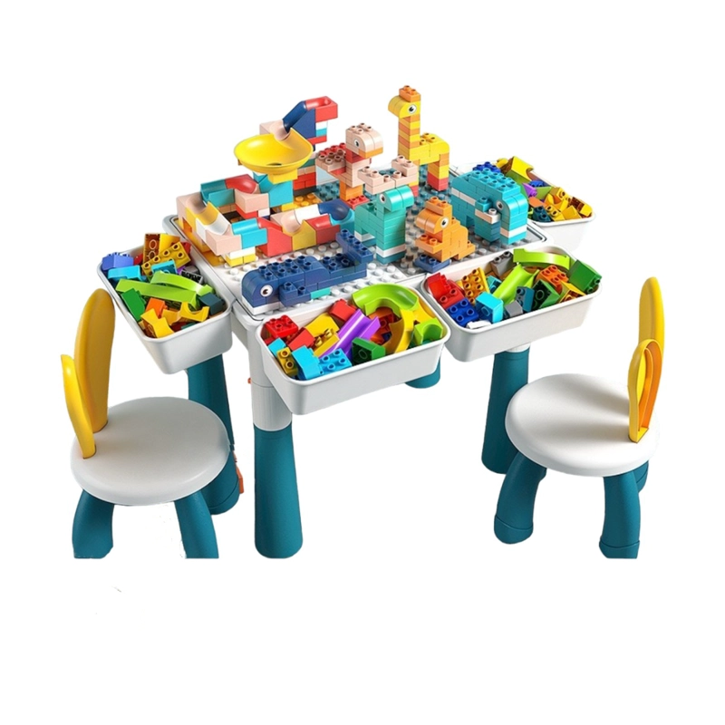 MESA DE BLOQUES LUBABYCAS AZUL 346 PIEZAS Y 2 SILLAS BY LUBABYACS - 1