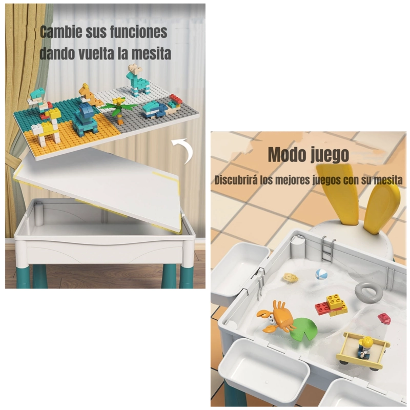 MESA DE BLOQUES LUBABYCAS AZUL 342 PIEZAS Y 2 SILLAS BY LUBABYACS - 5