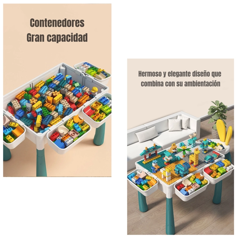 MESA DE BLOQUES LUBABYCAS AZUL 342 PIEZAS Y 2 SILLAS BY LUBABYACS - 7