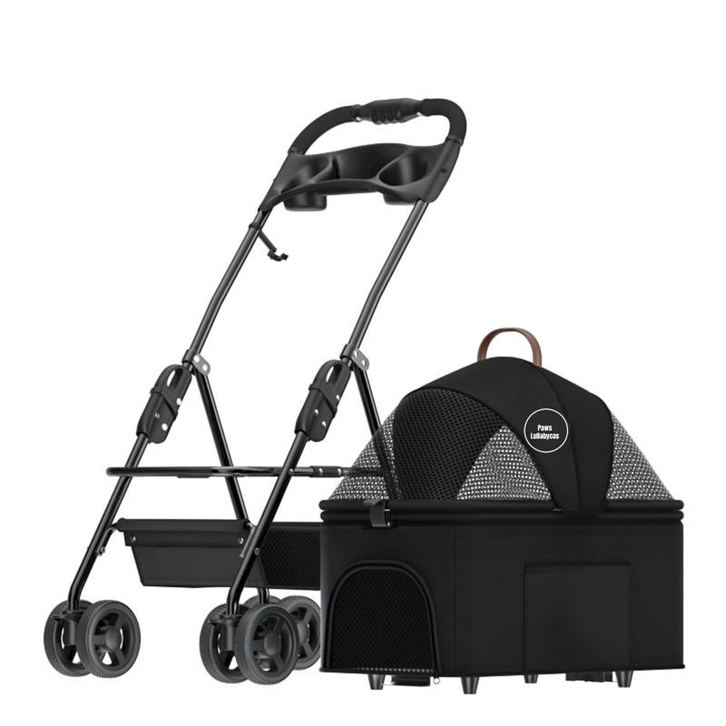 COCHE LINO MASCOTAS PLEGABLE LUBABYCAS NEGRO 2 EN 1 - 1