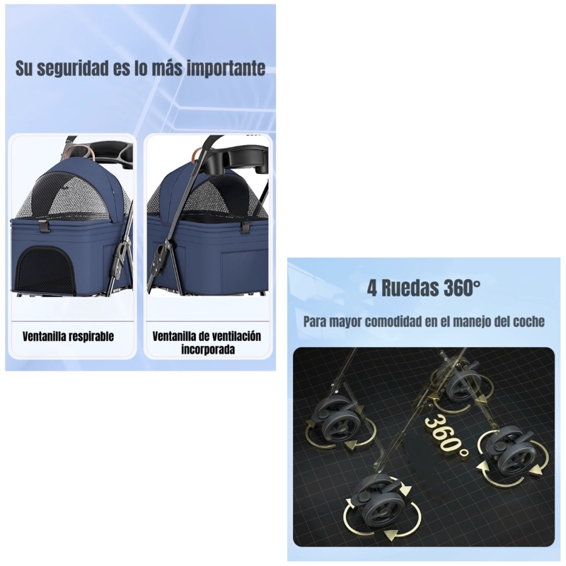 COCHE LINO MASCOTAS PLEGABLE LUBABYCAS NEGRO 2 EN 1 - 3