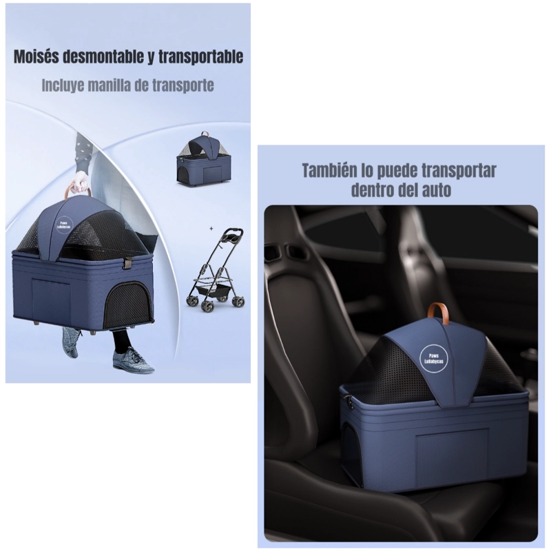COCHE LINO MASCOTAS PLEGABLE LUBABYCAS NEGRO 2 EN 1 - 5